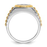 IBGoodman 14k Two-tone Men's Polished Satin and Ribbed 1/2 Carat A Quality Diamond Round Cluster Ring - Image 2