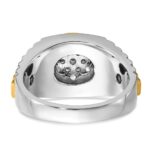 IBGoodman 14k Two-tone Men's Polished Satin and Ribbed 1/2 Carat A Quality Diamond Round Cluster Ring - Image 7