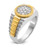 IBGoodman 14k Two-tone Men's Polished Satin and Ribbed Round Cluster Ring Mounting - Image 8