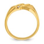 IBGoodman 14k Men's Polished and Grooved 3-Stone 1/5 Carat AA Quality Diamond Ring - Image 2