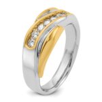 IBGoodman 14k Two-tone Men's Polished and Grooved Curved Bypass Ring Mounting - Image 8