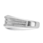 IBGoodman 14k White Gold Men's Polished Satin and Grooved 3-Stone 1/2 Carat AA Quality Diamond Ring - Image 5