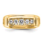 IBGoodman 14k with White Rhodium 1/2 carat Lab Grown Diamond VS/SI+ G+ Complete Polished and Satin Five Stone Men's Ring - Image 5
