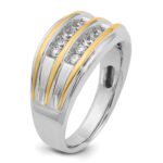 IBGoodman 14k Two-tone Men's Polished 2-Row 1/2 Carat AA Quality Diamond Ring - Image 8