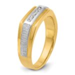 IBGoodman 14k with White Rhodium Men's Polished and Satin 5-Stone 1/10 Carat AA Quality Diamond Ring - Image 6
