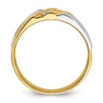 IBGoodman 14k Two-tone Men's Polished Satin and Grooved 3-Stone 1/6 Carat AA Quality Diamond Ring - Image 2