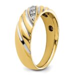 IBGoodman 14k with White Rhodium 1/6 carat Lab Grown Diamond VS/SI+ G+ Complete Polished and Grooved Men's Ring - Image 6