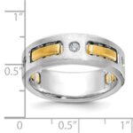 IBGoodman 10k Two-tone Men's Polished Satin and Cut-Out 1/6 Carat A Quality Diamond 3-Stone Ring - Image 3