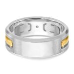 IBGoodman 14k Two-tone Men's Polished Satin and Cut-Out 1/6 Carat AA Quality Diamond 3-Stone Ring - Image 7