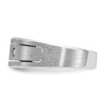 14k White Gold IBGoodman Men's Polished, Antiqued and Satin 1/6 carat Diamond Complete Ring - Image 3