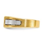 14k Two-tone IBGoodman Men's Polished and Satin 1/10 carat Diamond Complete Ring - Image 5