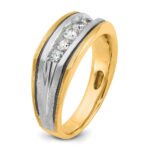 IBGoodman 10k Two-tone with Black Rhodium Men's Polished Satin and Grooved 5-Stone 1/2 Carat A Quality Diamond Ring - Image 8