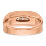 IBGoodman 14k White and Rose Gold with Black Rhodium Men's Polished Satin and Grooved 5-Stone 1/2 Carat AA Quality Diamond Ring - Image 7