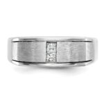 IBGoodman 14k White Gold Men's Polished Antiqued and Satin 1/10 Carat AA Quality Diamond Ring - Image 6