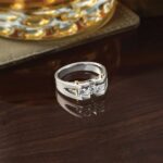 IBGoodman 14k Two-tone Men's Polished Satin and Cut-Out 3-Stone Ring Mounting - Image 9