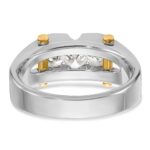 IBGoodman 14k Two-tone 3/4 carat Lab Grown Diamond VS/SI+ G+ Three Stone Complete Polished and Cut Out Men's Ring - Image 5