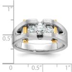 IBGoodman 14k Two-tone Men's Polished Satin and Cut-Out 3-Stone Ring Mounting - Image 3