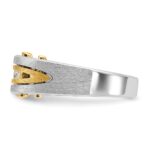 10k Two-tone IBGoodman Men's Polished and Satin Diamond Complete Ring - Image 5