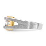 IBGoodman 14k Two-tone Men's Polished Satin and Cut-Out 3-Stone 1 Carat AA Quality Diamond Ring - Image 4