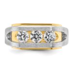 IBGoodman 14k Two-tone Men's Polished Satin and Cut-Out 3-Stone Ring Mounting - Image 4