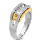 IBGoodman 14k Two-tone 1 carat Lab Grown Diamond VS/SI+ G+ Three Stone Complete Men's Ring - Image 6