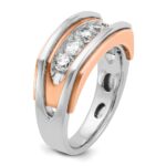 IBGoodman 14k Two Tone Rose and White Gold 1 carat Lab Grown Diamond VS/SI+ G+ Complete Five Stone Cut Out Men's Ring - Image 6