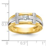 IBGoodman 14k Two-tone Men's Polished Satin and Cut-Out 1/5 Carat AA Quality Diamond Cross Ring - Image 2