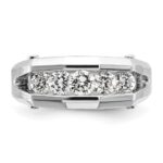 IBGoodman 14k White Gold 3/4 carat Lab Grown Diamond VS/SI+ G+ Five Stone Complete Polished and Satin Men's Ring - Image 4