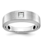 14k White Gold IBGoodman Men's Polished and Satin 1/6 carat Diamond Complete Ring