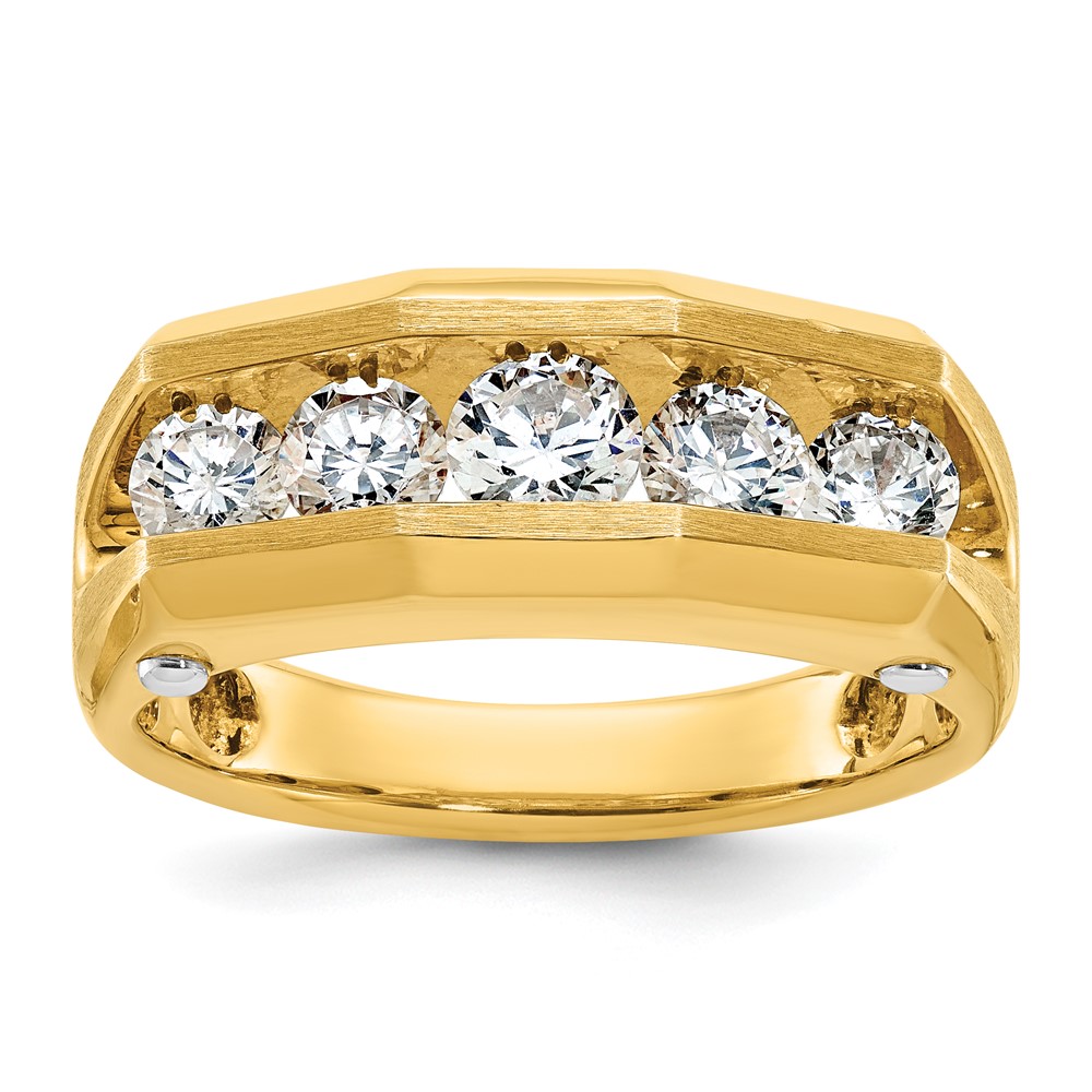 B63691-4YWAA.jpg IBGoodman 14k Two-tone Five Stone Polished and Satin Men's Ring Mounting - Image 1
