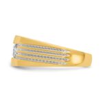 IBGoodman 14k with White Rhodium Men's Polished and Grooved 3-Stone 1/2 Carat AA Quality Diamond Ring - Image 5