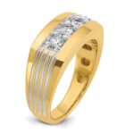 IBGoodman 14k with White Rhodium Men's Polished and Grooved 3-Stone 1/2 Carat AA Quality Diamond Ring - Image 8