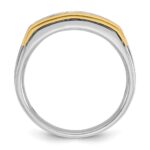 IBGoodman 14k Two-tone Men's Polished Satin and Grooved Square 5-Stone 1 Carat AA Quality Diamond Ring - Image 2