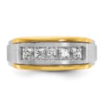IBGoodman 14k Two-tone Men's Polished Satin and Grooved Square 5-StoneRing Mounting - Image 6