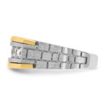 IBGoodman 14k Two-tone 1 carat Lab Grown Diamond VS/SI+ G+ Five Stone Complete Polished Satin and Grooved Men's Ring - Image 3