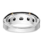 IBGoodman 14k Two-tone with Black Rhodium Men's Polished Satin and Grooved 5-Stone 1/4 Carat AA Quality Diamond Ring - Image 7