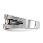 IBGoodman 14k Two-tone with Black Rhodium Men's Polished Satin and Grooved 5-Stone 1 Carat AA Quality Diamond Ring - Image 5