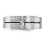 IBGoodman 14k White Gold Satin and Grooved Three Stone Men's Ring Mounting - Image 5