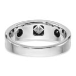 IBGoodman 14k White Gold with Black Rhodium Polished Satin and Grooved 1/2 Carat AA Quality Black and White Diamond Ring - Image 7