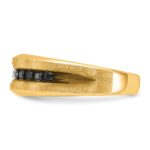 10k Yellow Gold with Black Rhodium IBGoodman Men's Polished and Brushed Black and White Diamond Ring - Image 5