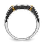 IBGoodman 14k Two-tone with Black Rhodium Men's Polished Satin and Grooved 5-Stone 1/2 Carat AA Quality Diamond Ring - Image 2