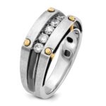 IBGoodman 14k Two-tone with Black Rhodium 1/2 carat Lab Grown Diamond VS/SI+ G+ Five Stone Complete Polished Satin and Grooved Men's Ring - Image 6