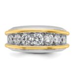 14k Two-tone IBGoodman Men's Polished 7-Stone Ring Mounting - Image 4