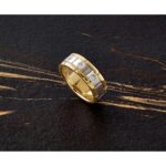 IBGoodman 14k Two-tone Men's Polished Satin and Grooved 3-Stone 1/6 Carat AA Quality Diamond Ring - Image 9