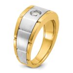14k Two-tone IBGoodman Men's Polished and Satin 1/4 carat Diamond Complete Ring - Image 8