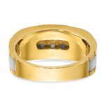 IBGoodman 10k Two-tone Men's Polished and Grooved Lab Created Sapphire and 1/10 Carat A Quality Diamond Ring - Image 4