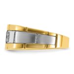 IBGoodman 14k Two-tone Men's Polished and Grooved Lab Created Sapphire and 1/10 Carat AA Quality Diamond Ring - Image 4