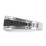 IBGoodman 14k White Gold with Black Rhodium Men's Polished and Textured 1/20 Carat AA Quality Solitaire Diamond Ring - Image 5