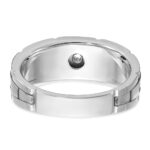 IBGoodman 14k White Gold with Black Rhodium Men's Polished and Textured 1/20 Carat AA Quality Solitaire Diamond Ring - Image 7