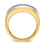 IBGoodman 14k with White Rhodium Men's Polished Satin and Grooved 7-Stone 1 1/5 Carat AA Quality Diamond Ring - Image 2